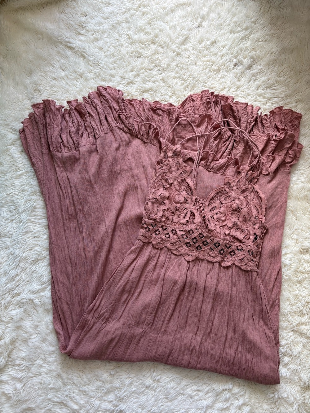 Free People Dusty Rose Lace Maxi Dress